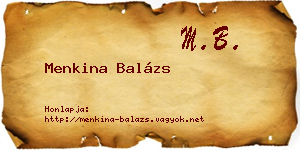 Menkina Balázs névjegykártya